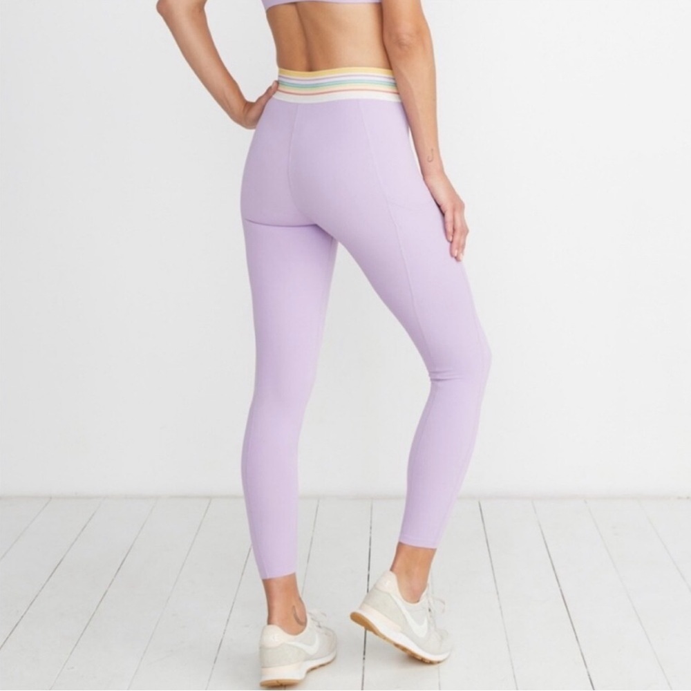 Marine Layer Purple Leggings Rainbow Waistband Activewear Large - Picture 2 of 7